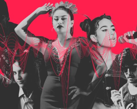 Wendy Sulca, Gala Brie y otros artistas peruanos en un collage con fondo rojo