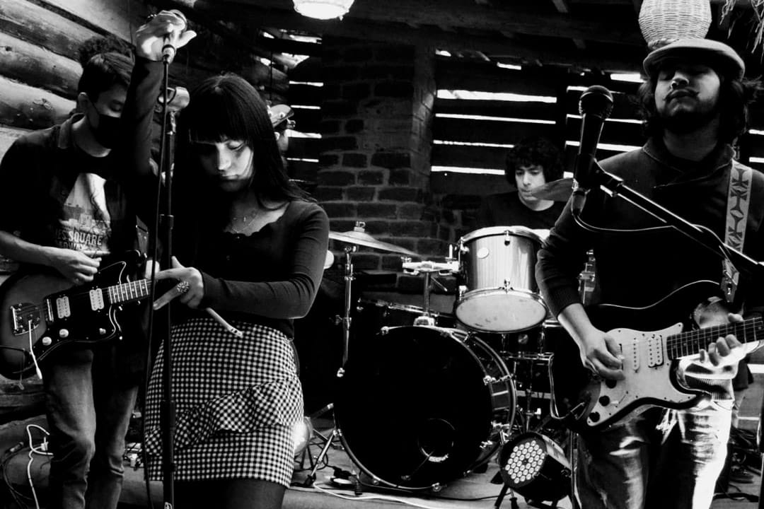 Capitán Gris en concierto en una foto en blanco y negro