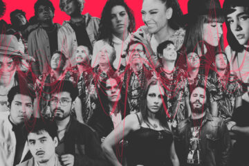 Los Mirlos, Lorena Blume y otros artistas peruanos con nueva música en un collage con fondo rojo