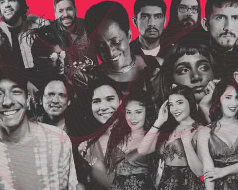 Susana Baca, We The Lion, Laguna Pai y otros artistas peruanos con nueva música en un collage con fondo rojo