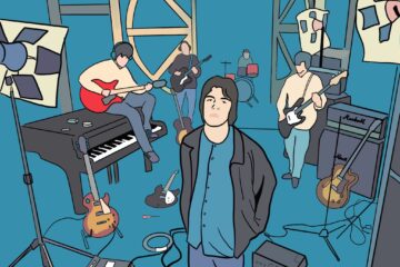 Oasis en una ilustración de la portada del sencillo "Supersonic"