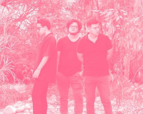 Navío Prisma en un bosque con un efecto de tonalidad rosa