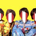 The Beatles vestidos con el atuendo de Sgt.Pepper's y con los rostros de la bandera peruana