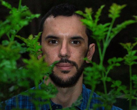 Lento Rodríguez entre los árboles