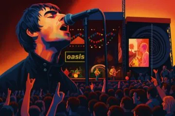 Ilustración de Oasis en Knebworth 1996