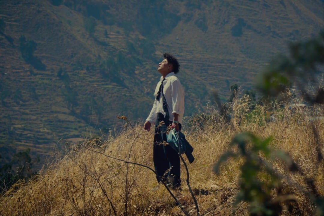 Skillbea posando sobre una roca en medio de un río