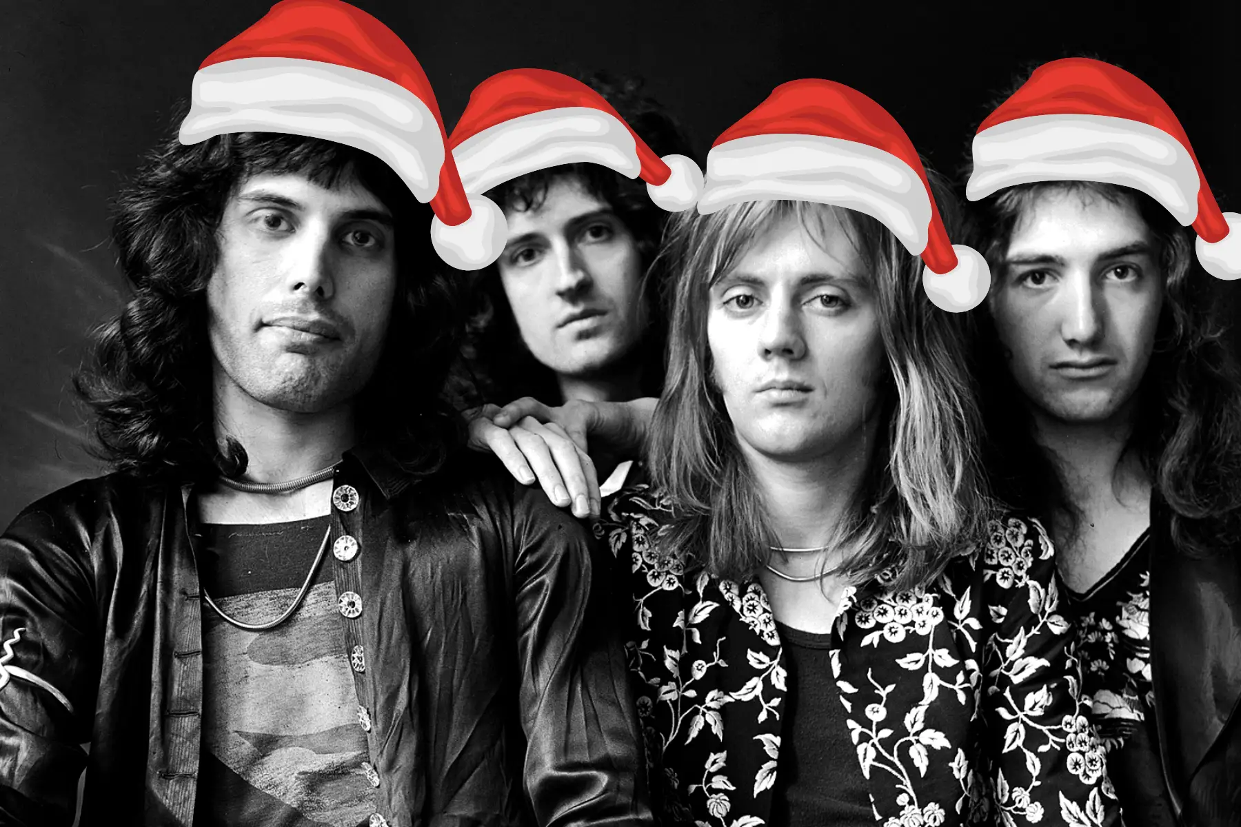 Queen con gorros de Papá Noel