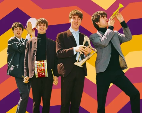 The Beatles con un fondo textura