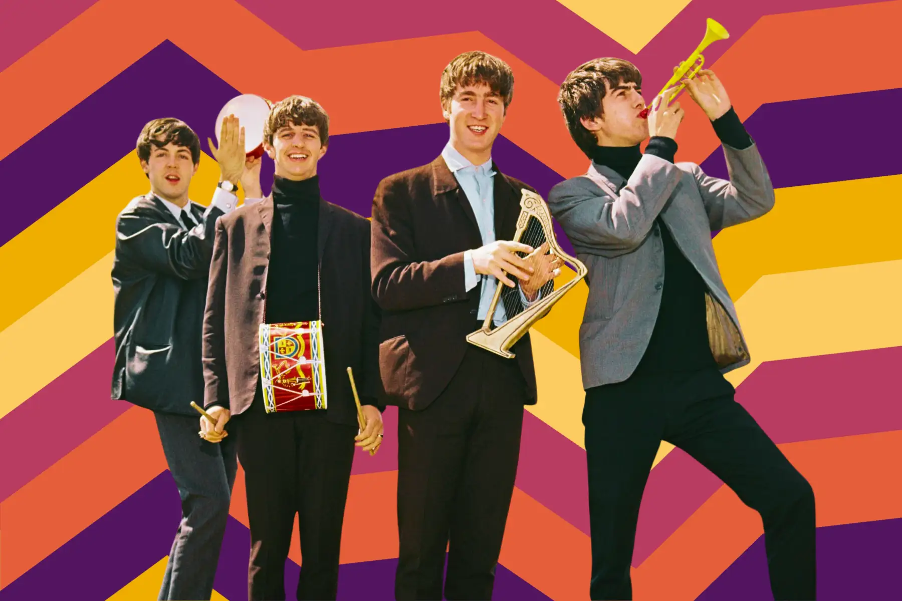 The Beatles con un fondo textura