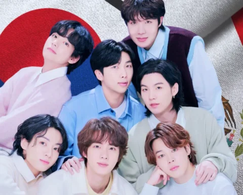 BTS con las banderas de México y Corea