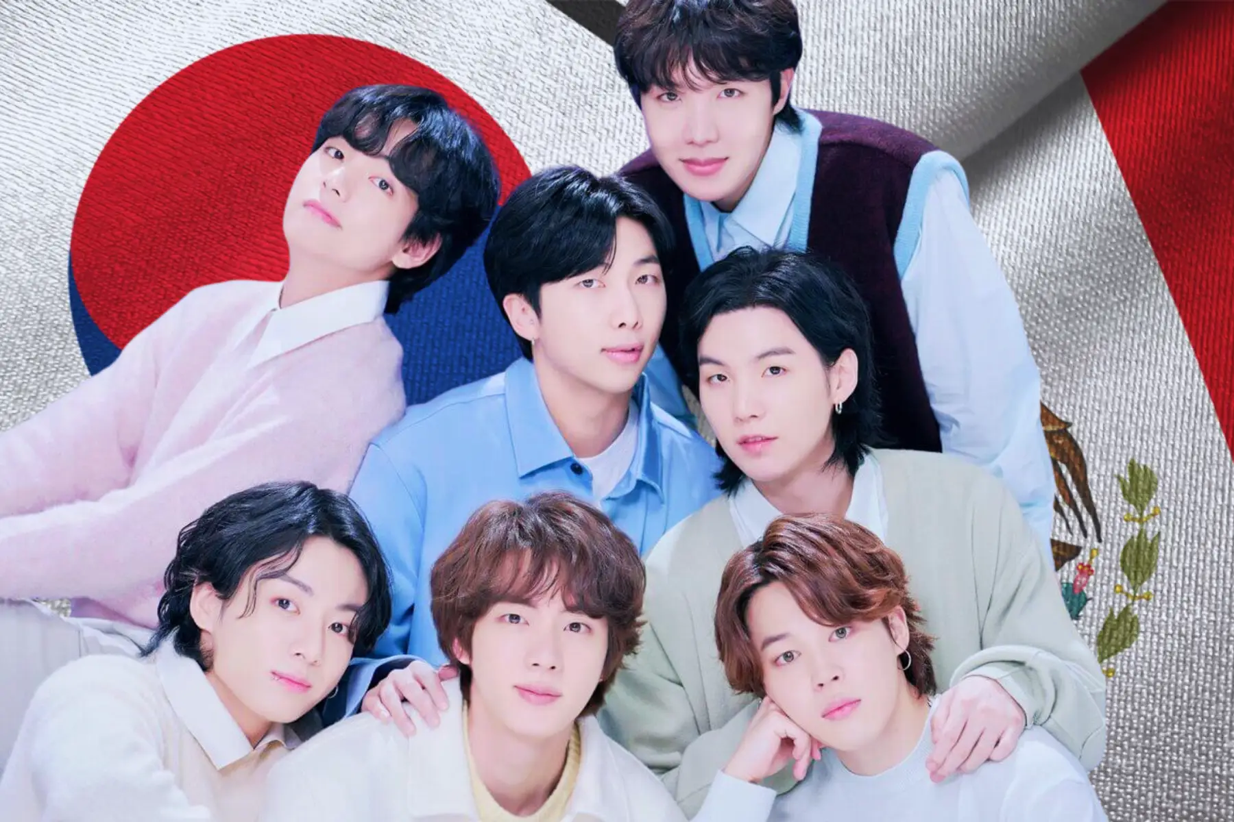 BTS con las banderas de México y Corea