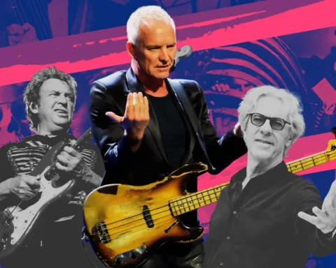 Sting con sus compañeros de The Police