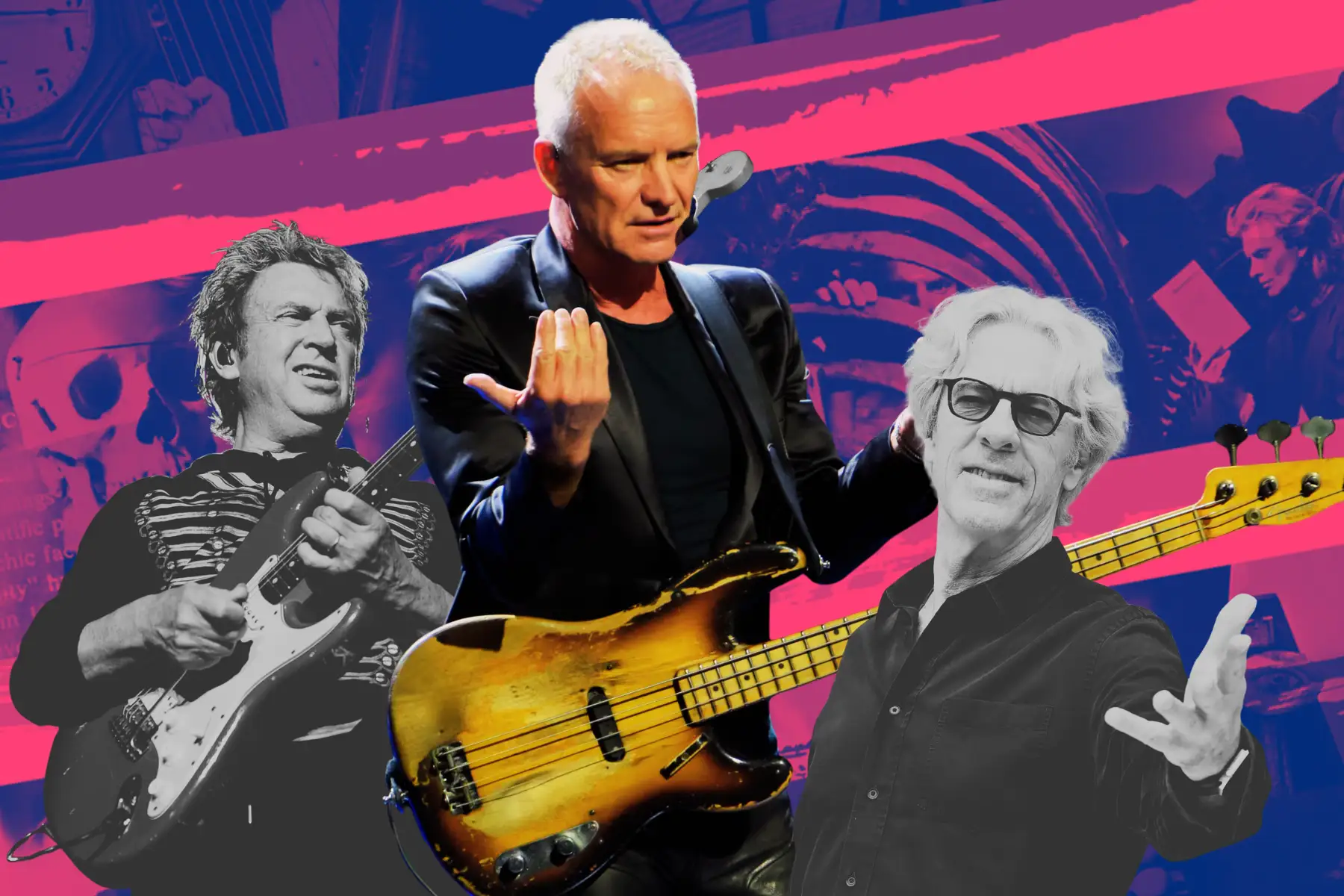 Sting con sus compañeros de The Police