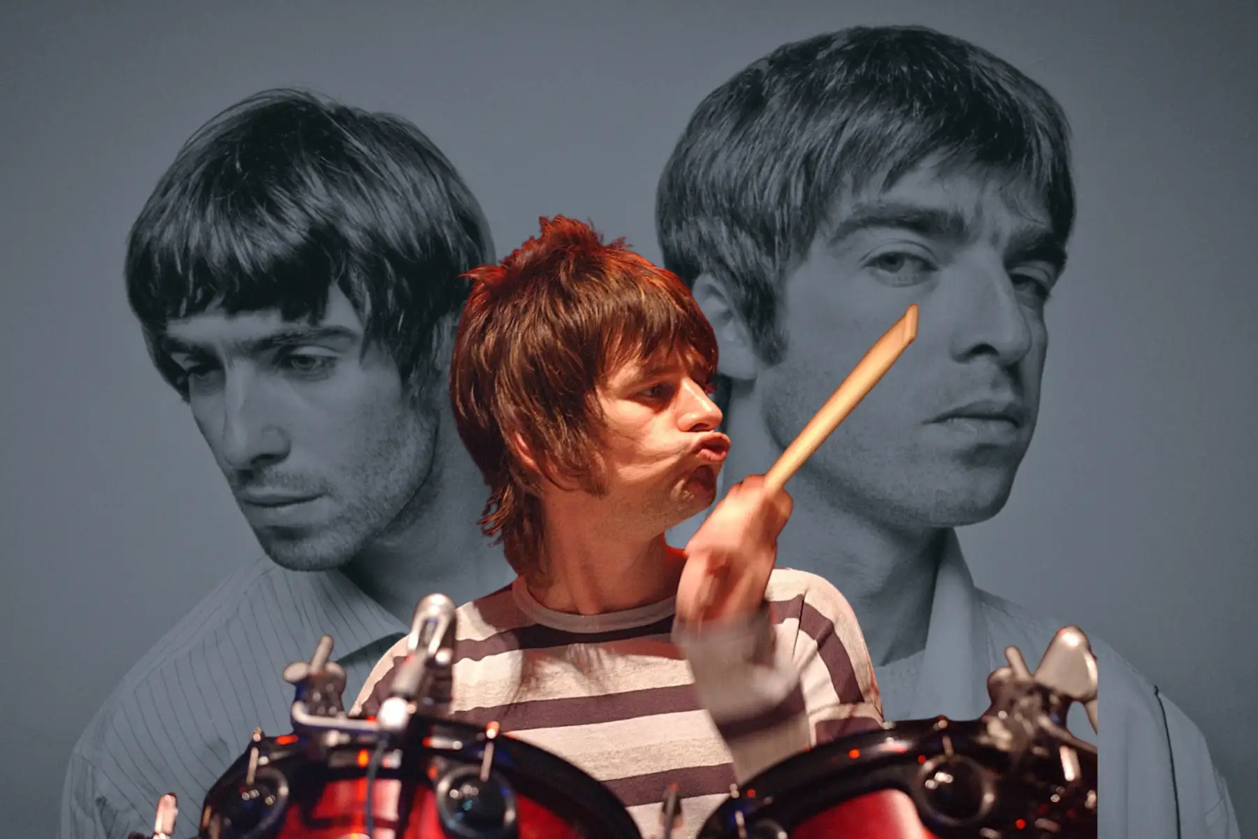 Zak Starkey con los hermanos Gallagher