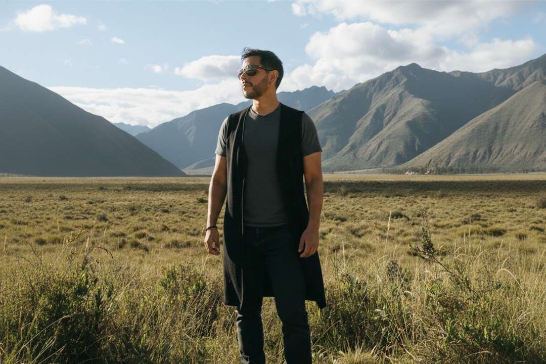 André Torres parado en un campo abierto