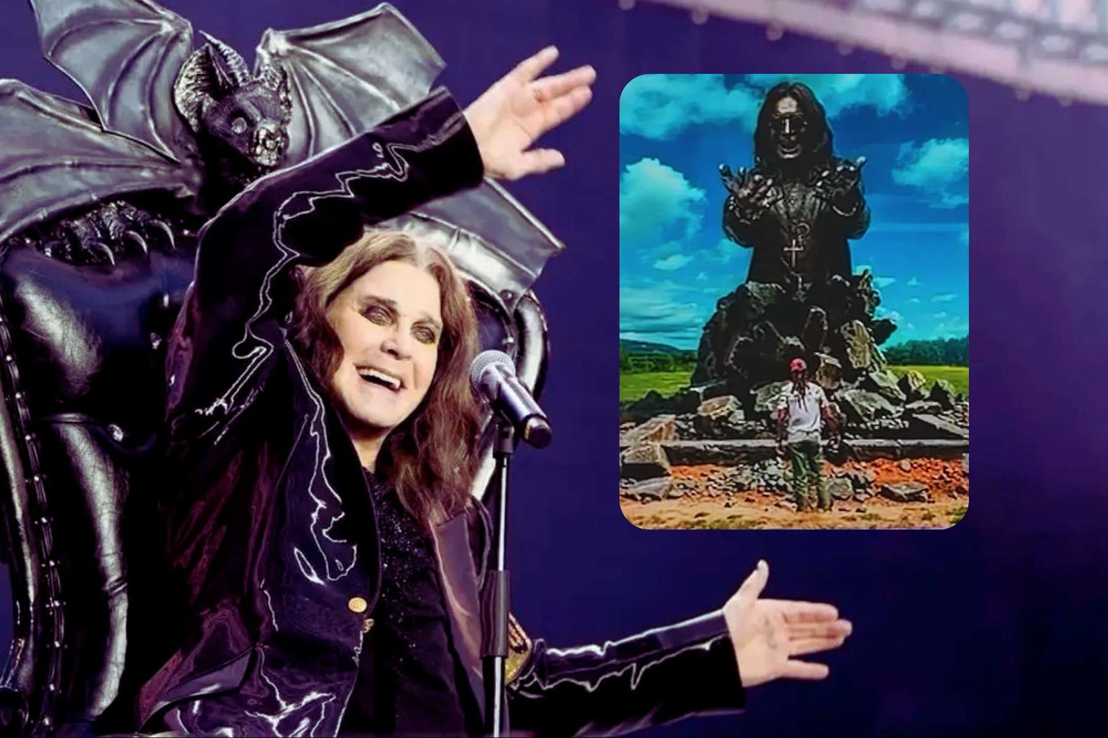 Ozzy Osbourne con su estatua para Hellfest 2026