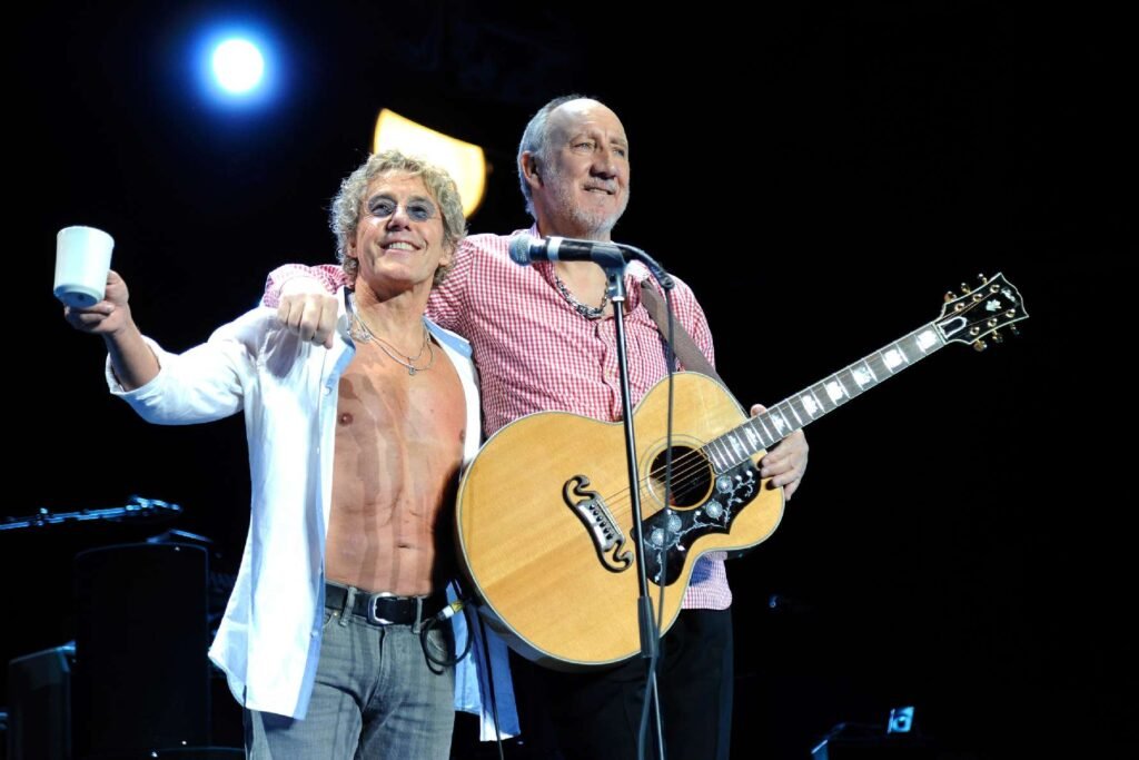 Roger Daltrey y Pete Townshend de The Who en el escenario