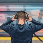 Persona escuchando música con audífonos