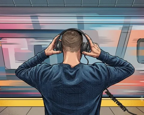 Persona escuchando música con audífonos