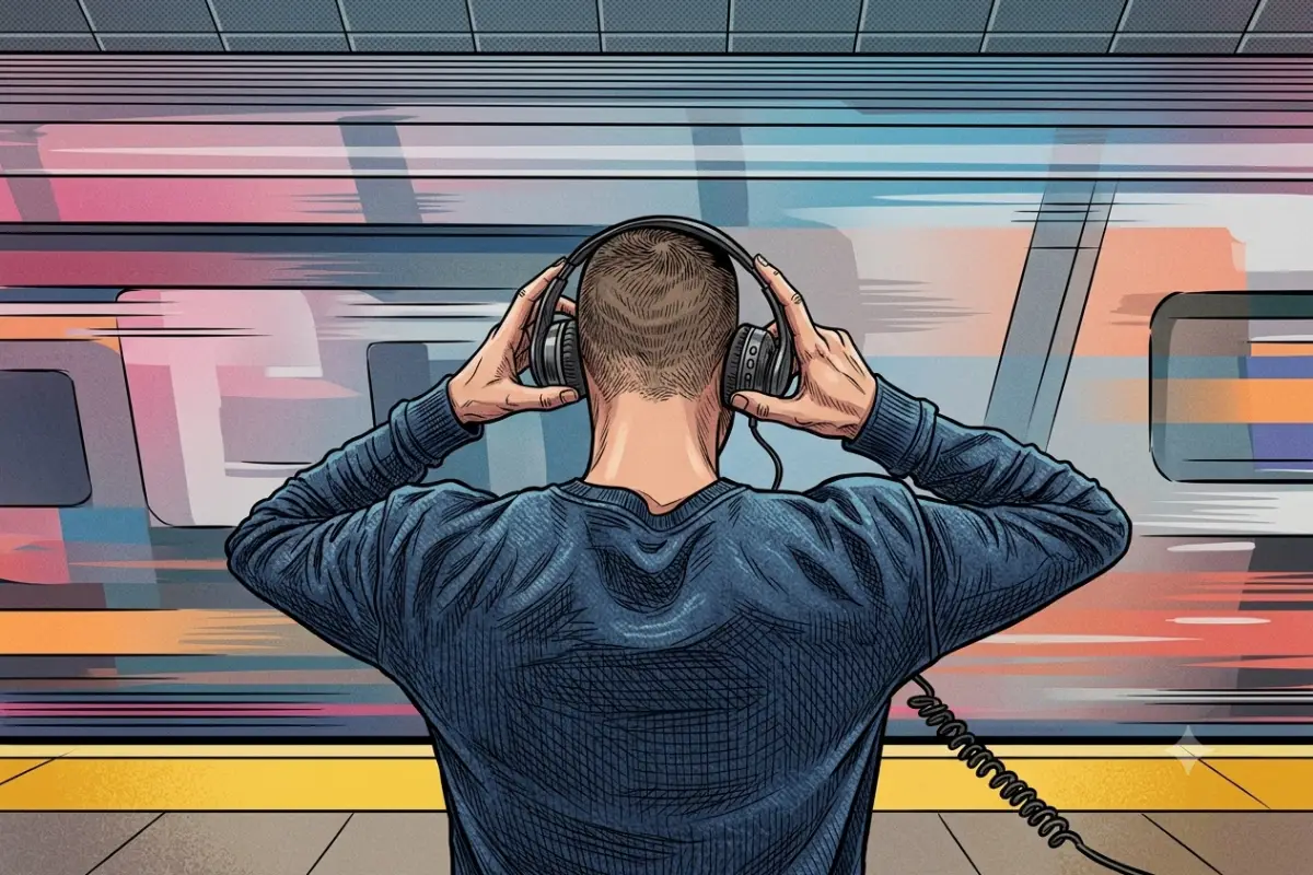 Persona escuchando música con audífonos