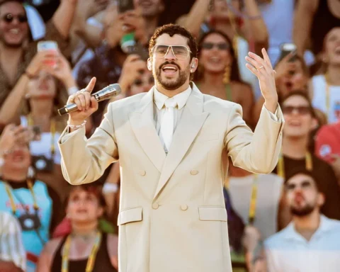Bad Bunny durante una presentación en Milán, julio de 2026