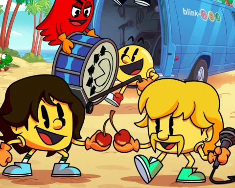 Arte promocional de la colaboración de Blink-182 con Pac-Man