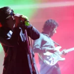 Julian Casablancas, vocalista de The Strokes, durante la presentación de la banda en el escenario Coachella el 18 de abril de 2026 en Indio, California