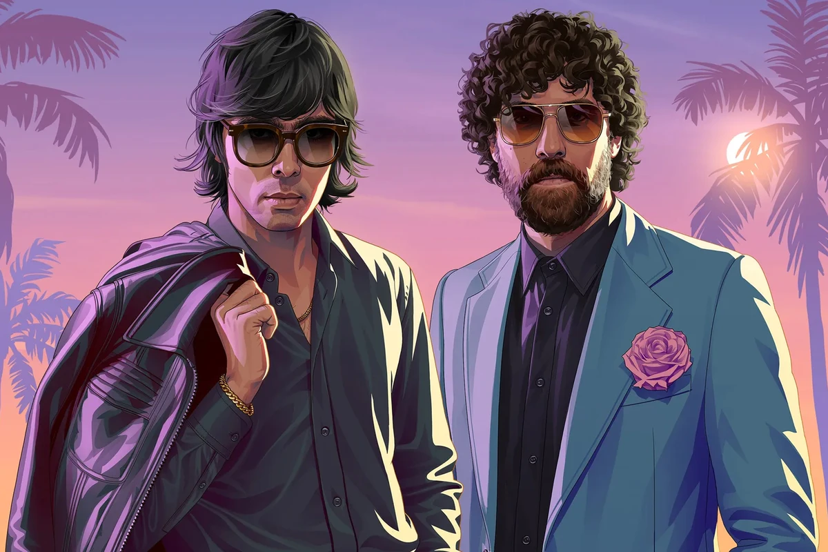 Justice, Gaspard Augé y Xavier de Rosnay, en una ilustración de ‘Grand Theft Auto VI’
