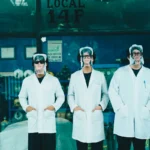 LEFNES, banda de Guadalajara, con batas de laboratorio